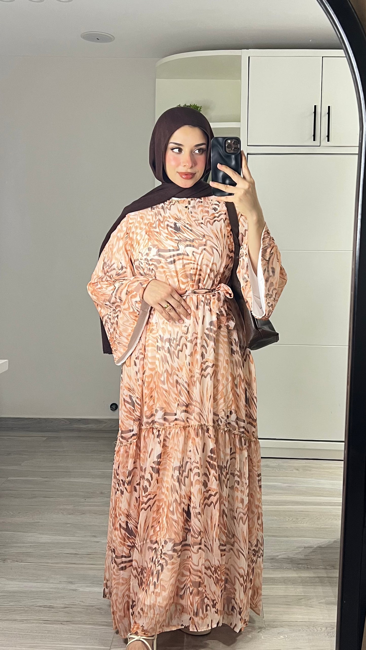 Peach Whisper chiffon Dress
