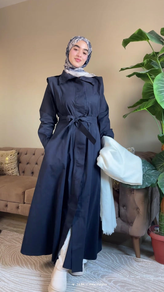 Passant gaberdine dress