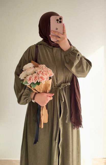 Hilal velvet hooded tunic