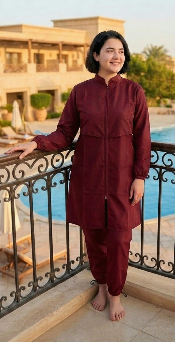 Burgundy modest burkini