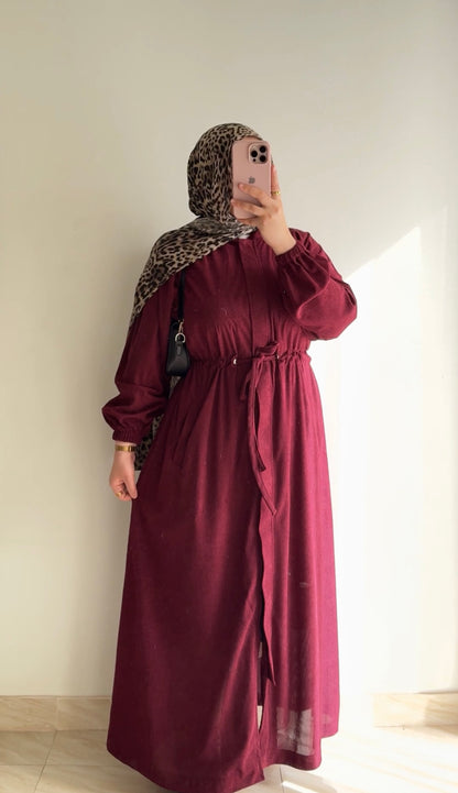 Hilal velvet hooded tunic