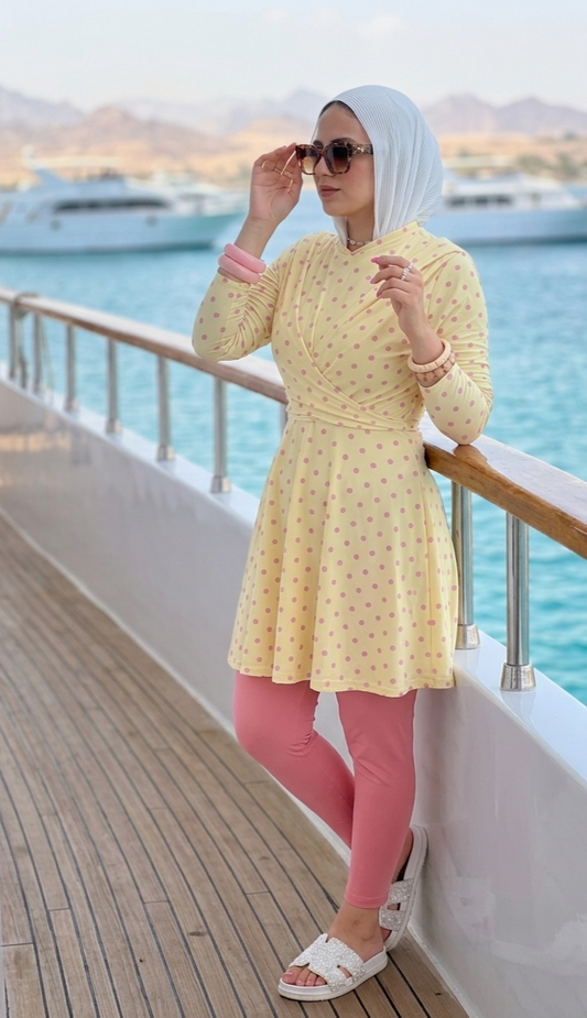 Polca dots butter yellow mermaid burkini