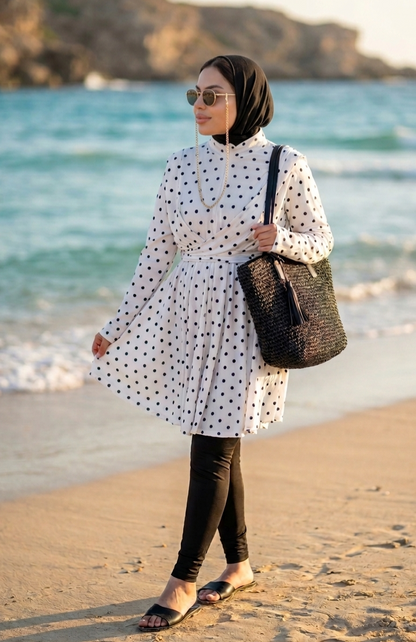 Mermaid white polka dots burkini