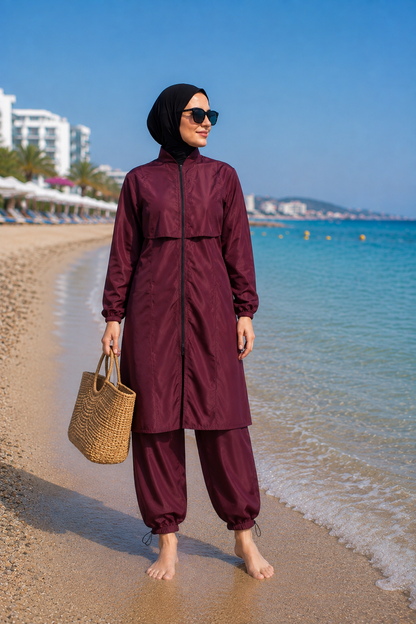 Burgundy modest burkini