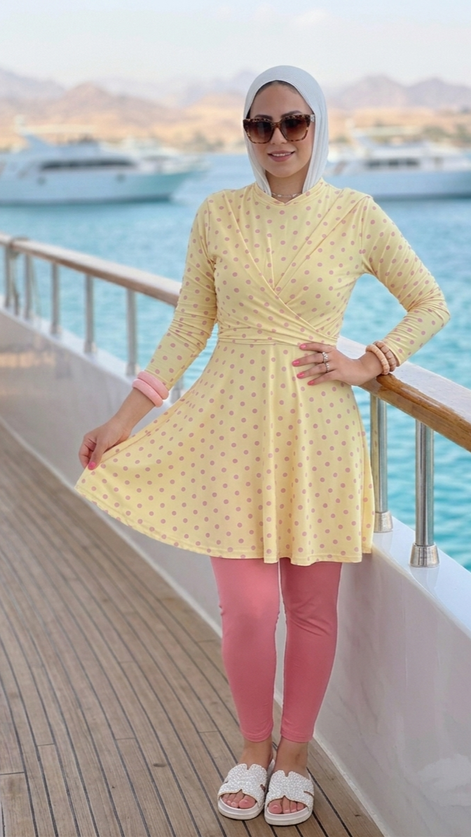 Polca dots butter yellow mermaid burkini