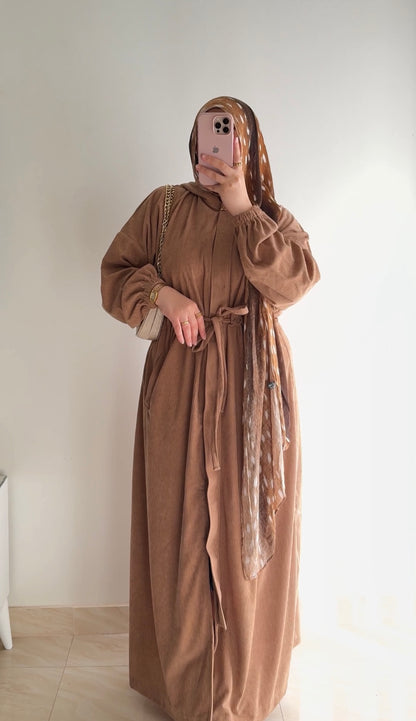 Hilal velvet hooded tunic
