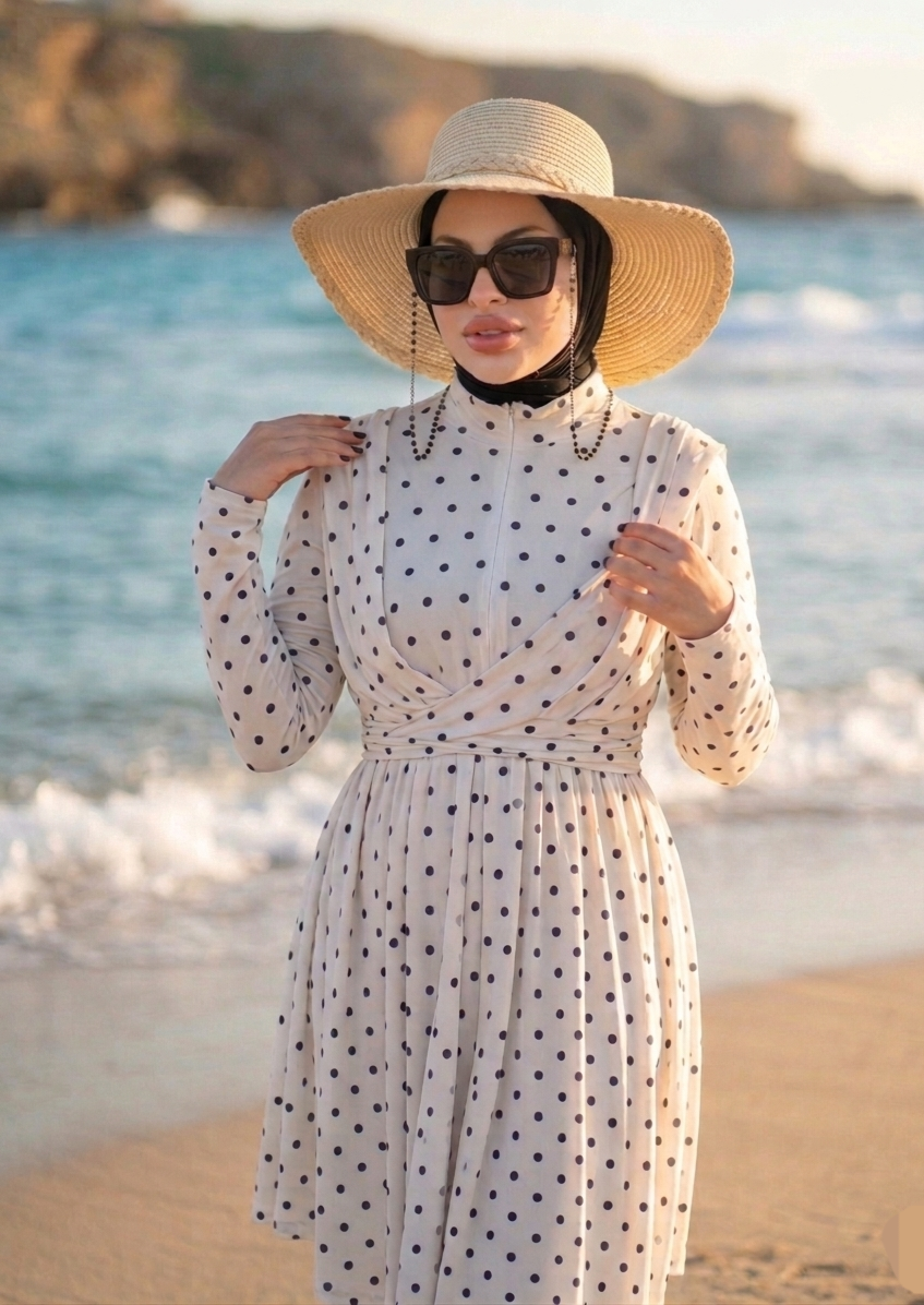 Mermaid white polka dots burkini
