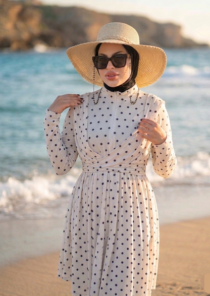 Mermaid white polka dots burkini