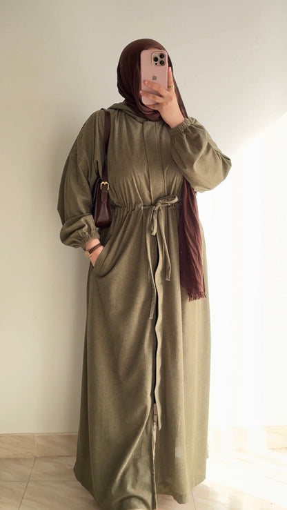 Hilal velvet hooded tunic