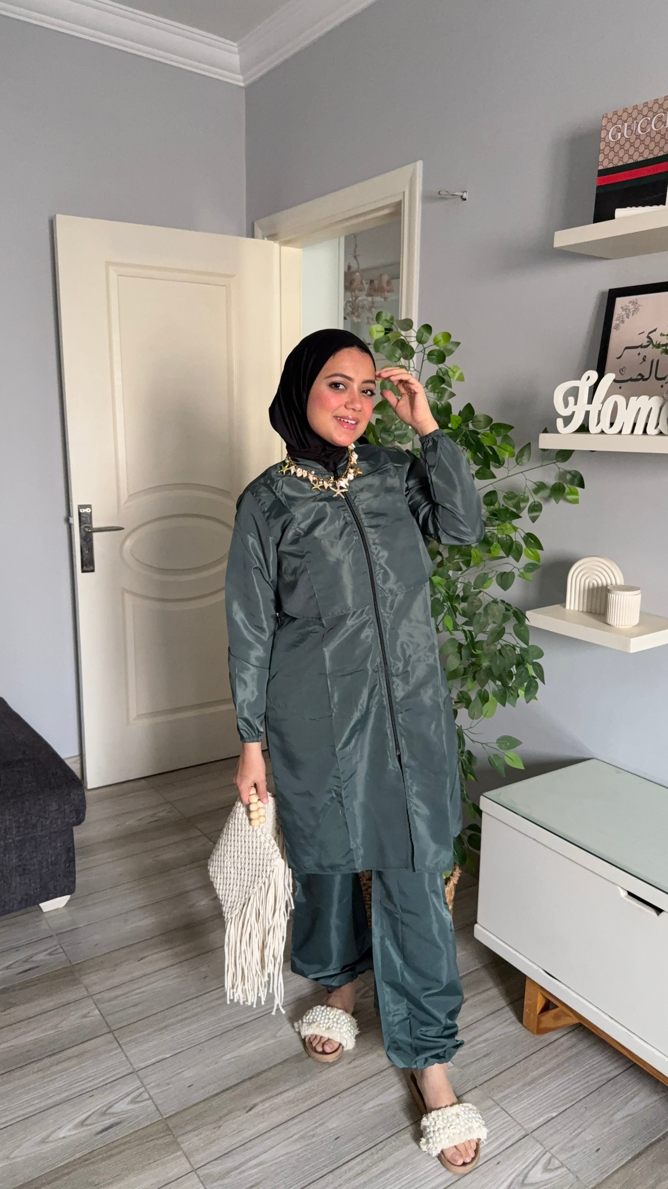 Olive green modest burkini – Tali designs