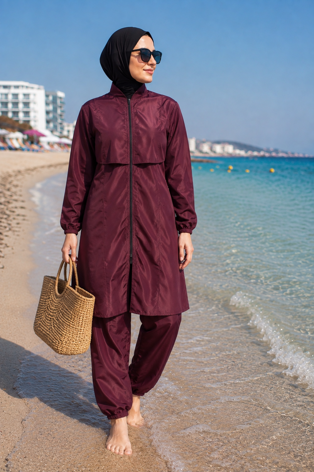 Burgundy modest burkini