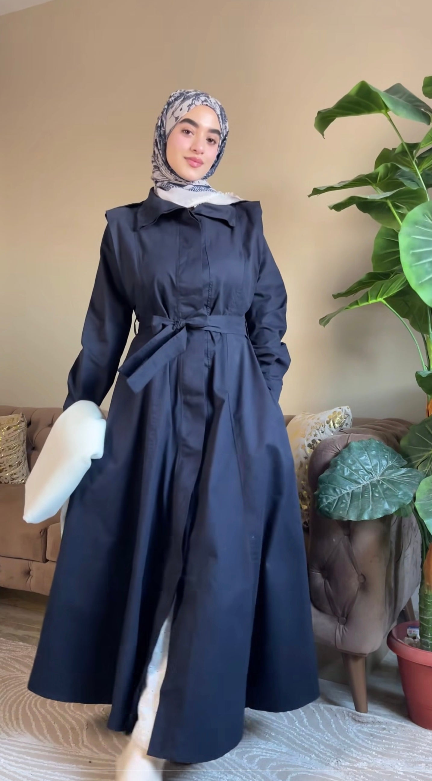 Passant gaberdine dress