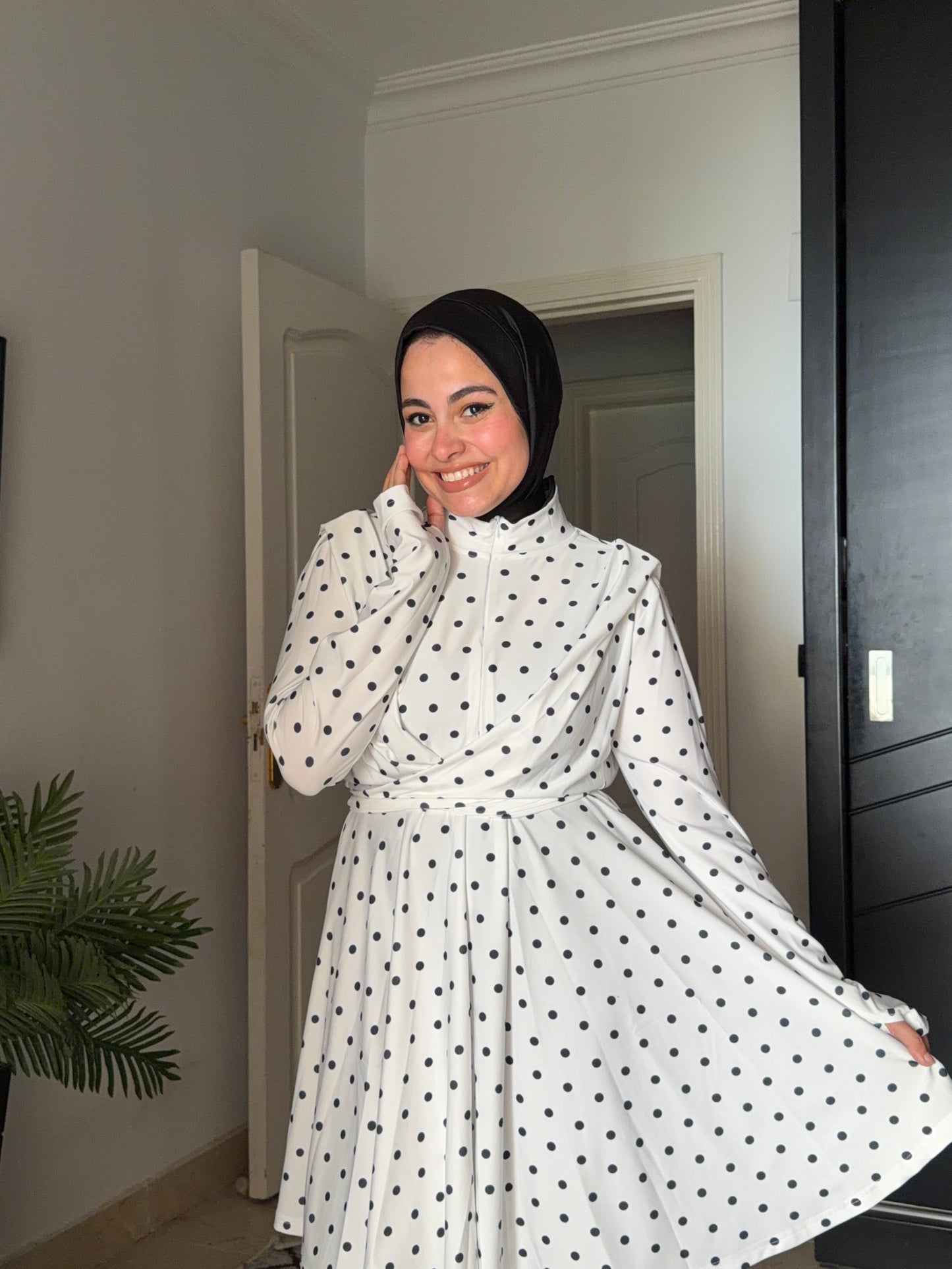 Mermaid white polka dots burkini