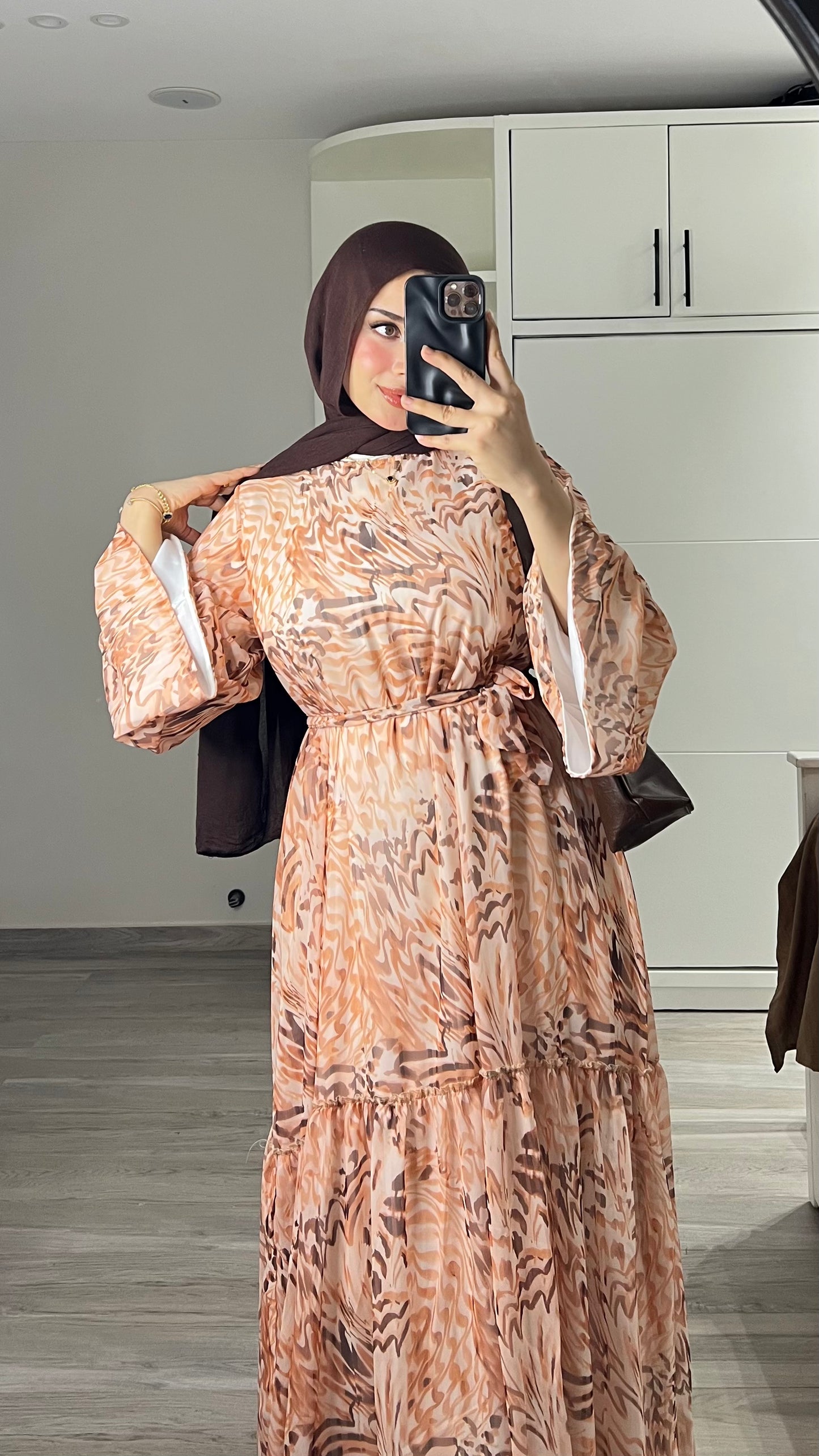 Peach Whisper chiffon Dress