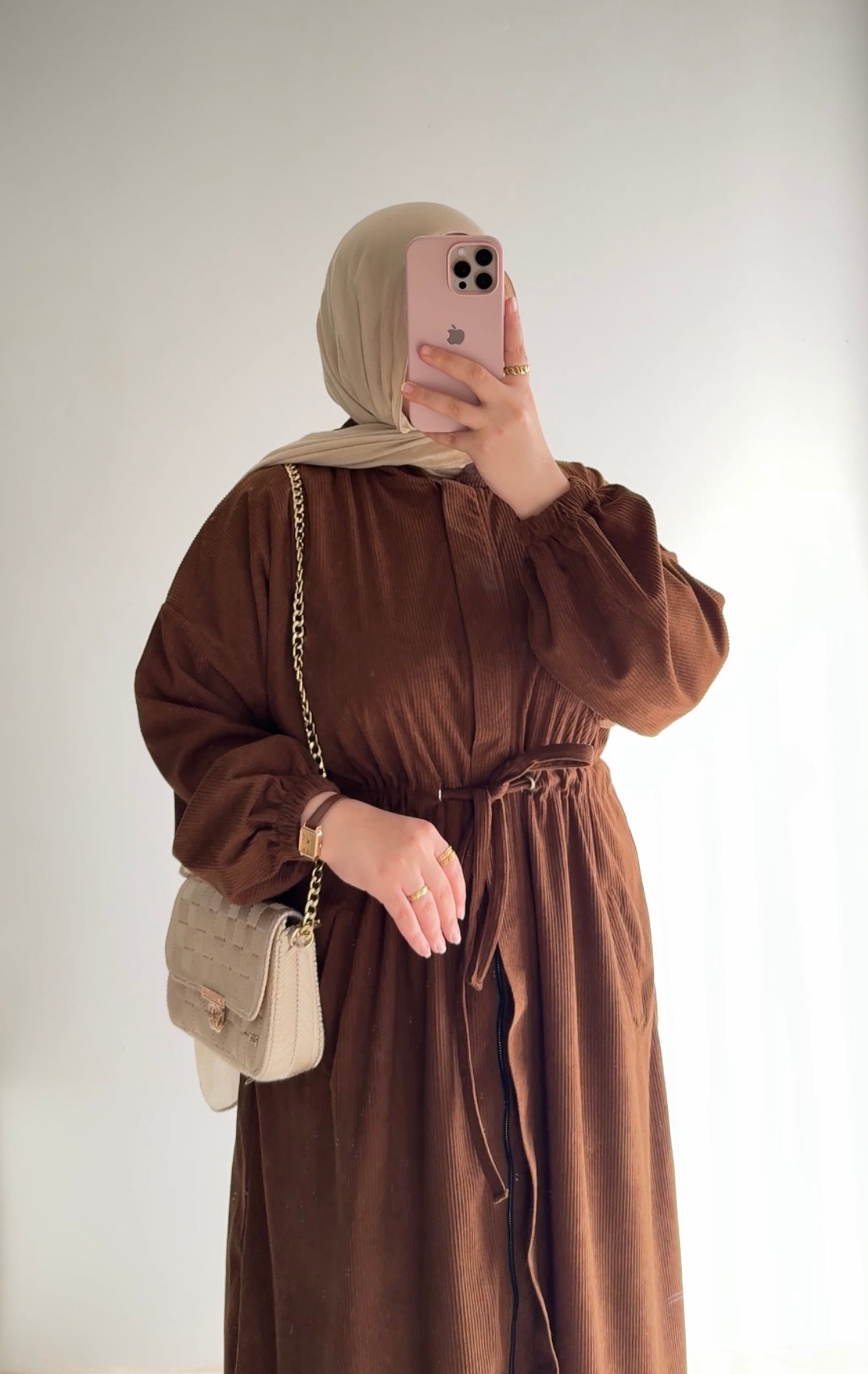 Hilal velvet hooded tunic