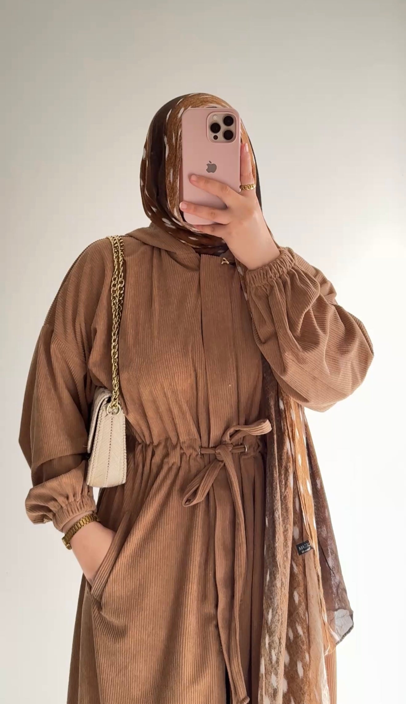 Hilal velvet hooded tunic