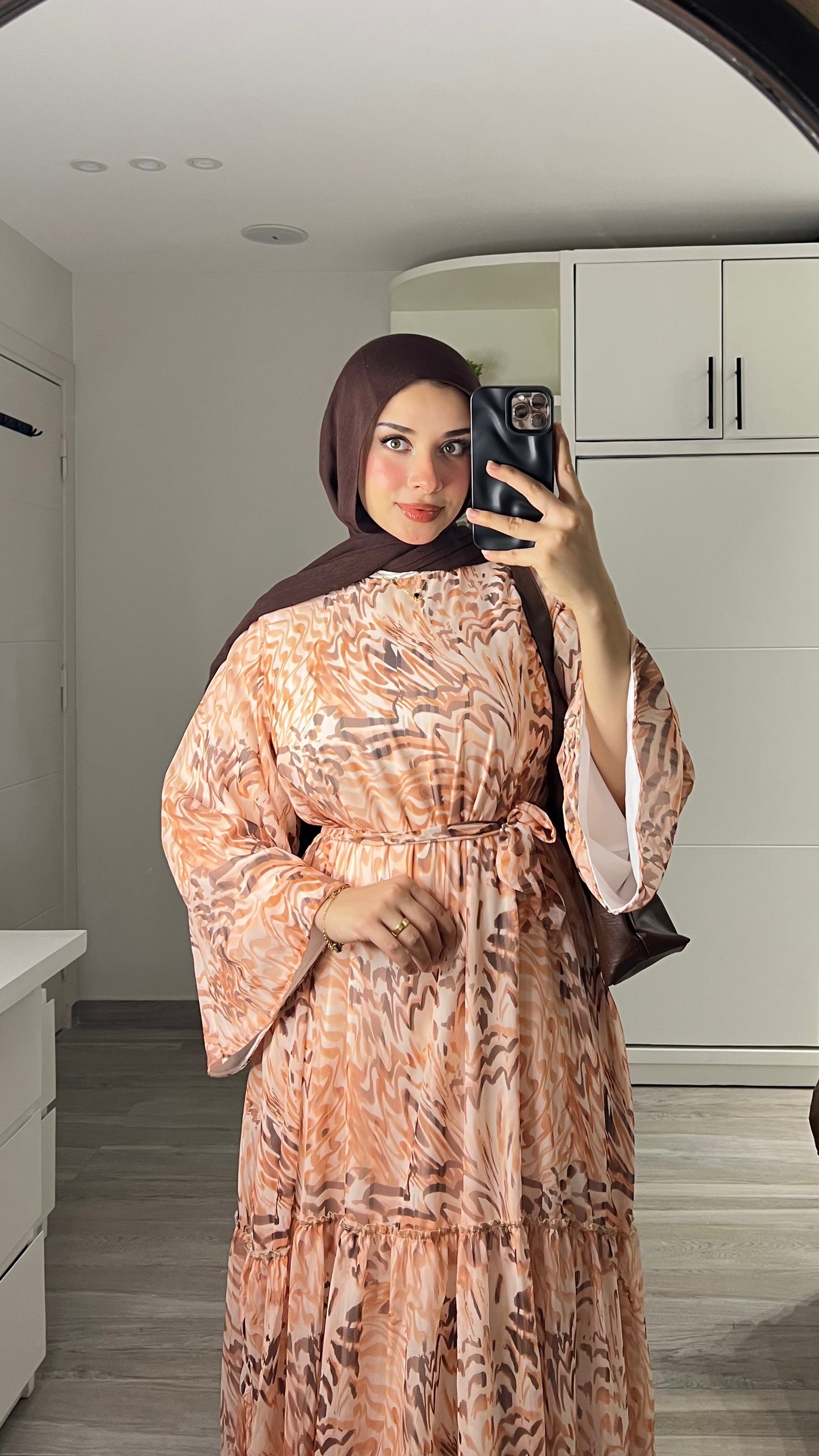 Peach Whisper chiffon Dress