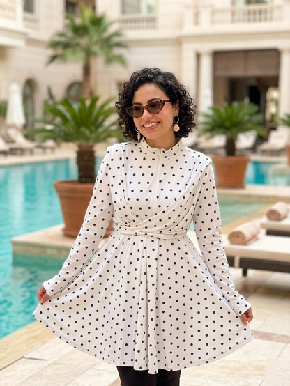Mermaid white polka dots burkini