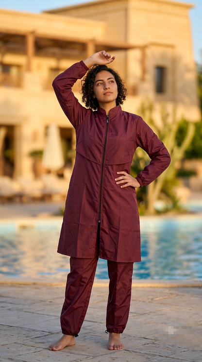 Burgundy modest burkini