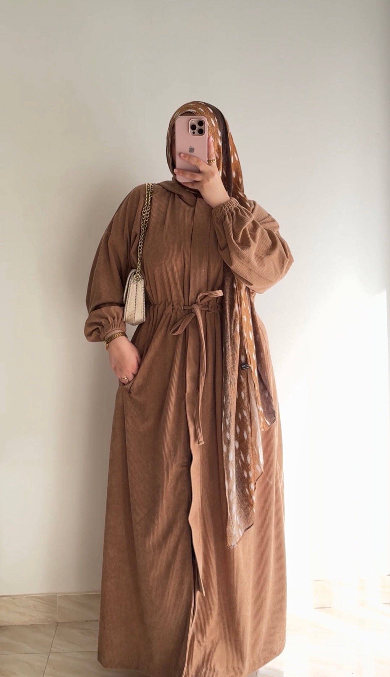 Hilal velvet hooded tunic